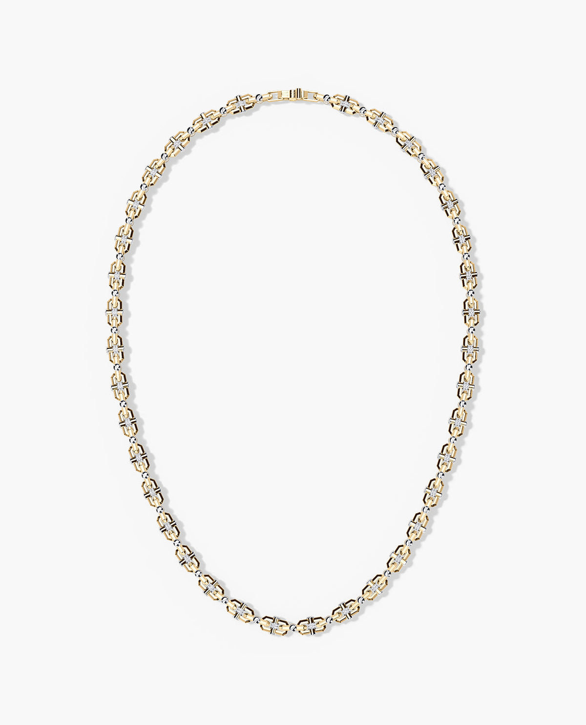 MOSS Two-Tone Gold Link Necklace with Diamonds - 9mm