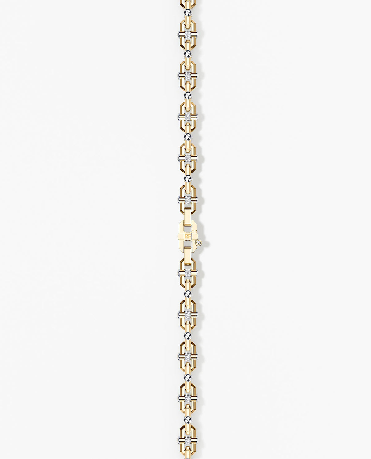 MOSS Two-Tone Gold Link Necklace with Diamonds - 9mm
