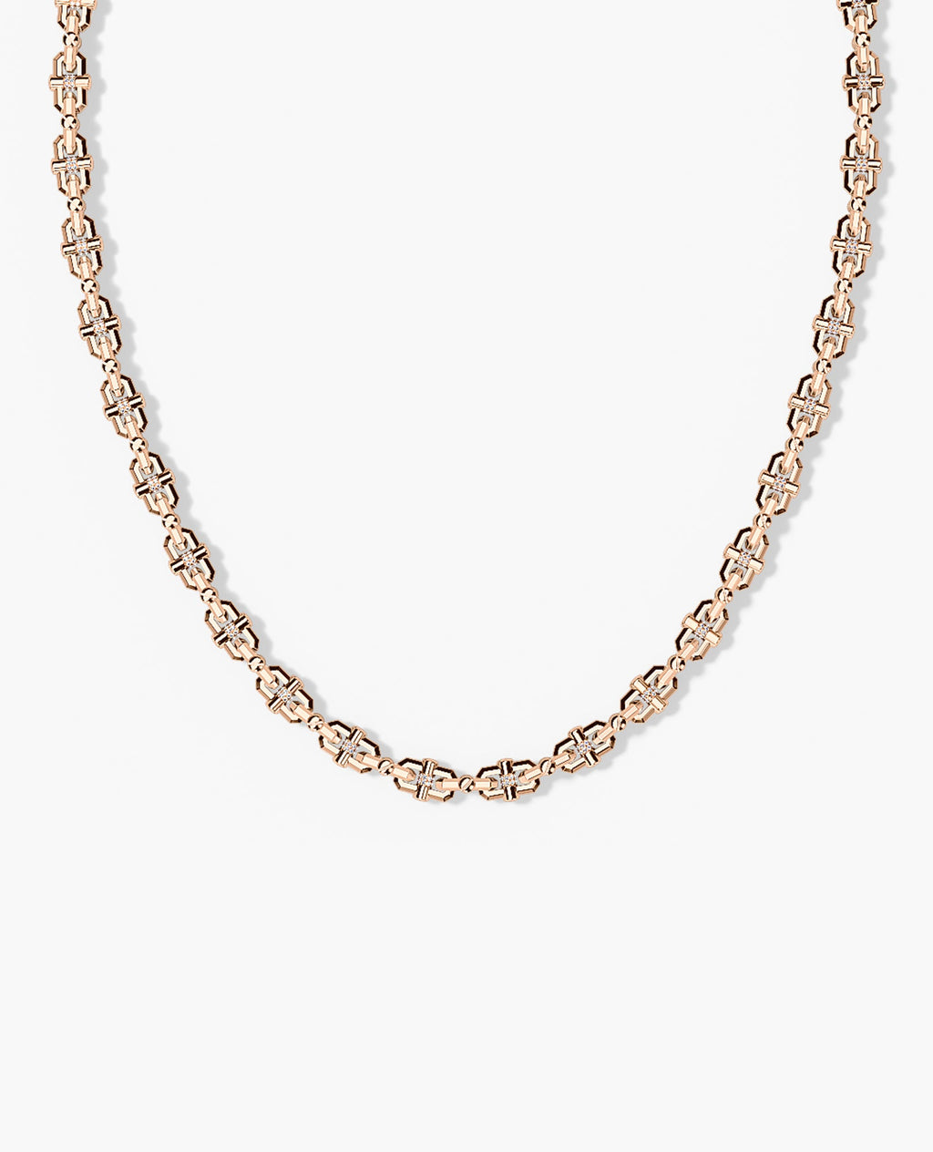 MOSS Link Gold Necklace with Diamonds - 9mm