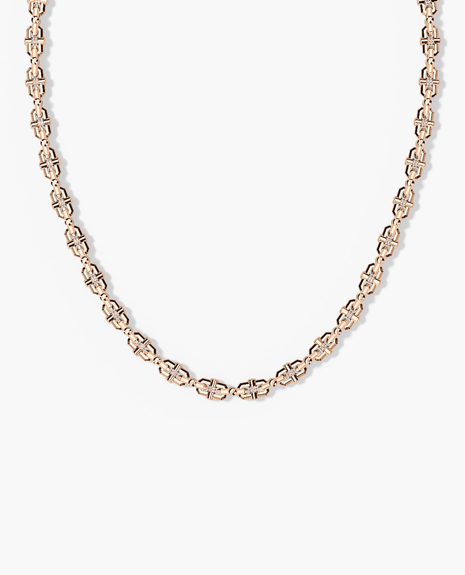MOSS Link Gold Necklace with Diamonds - 9mm