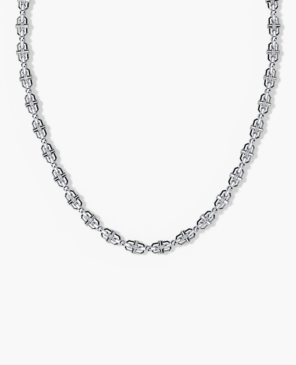 MOSS Link Gold Necklace with Diamonds - 9mm