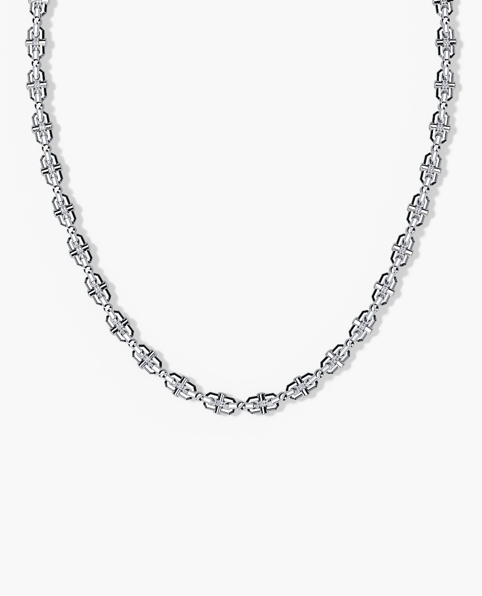 MOSS Link Gold Necklace with Diamonds - 9mm