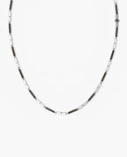 BAR CHAIN Two-Tone Necklace with Black Diamonds - 2.5mm