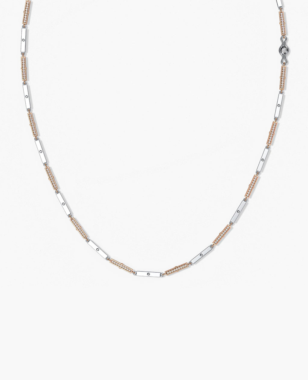 BAR CHAIN Two-Tone Necklace with Diamonds - 2.5mm