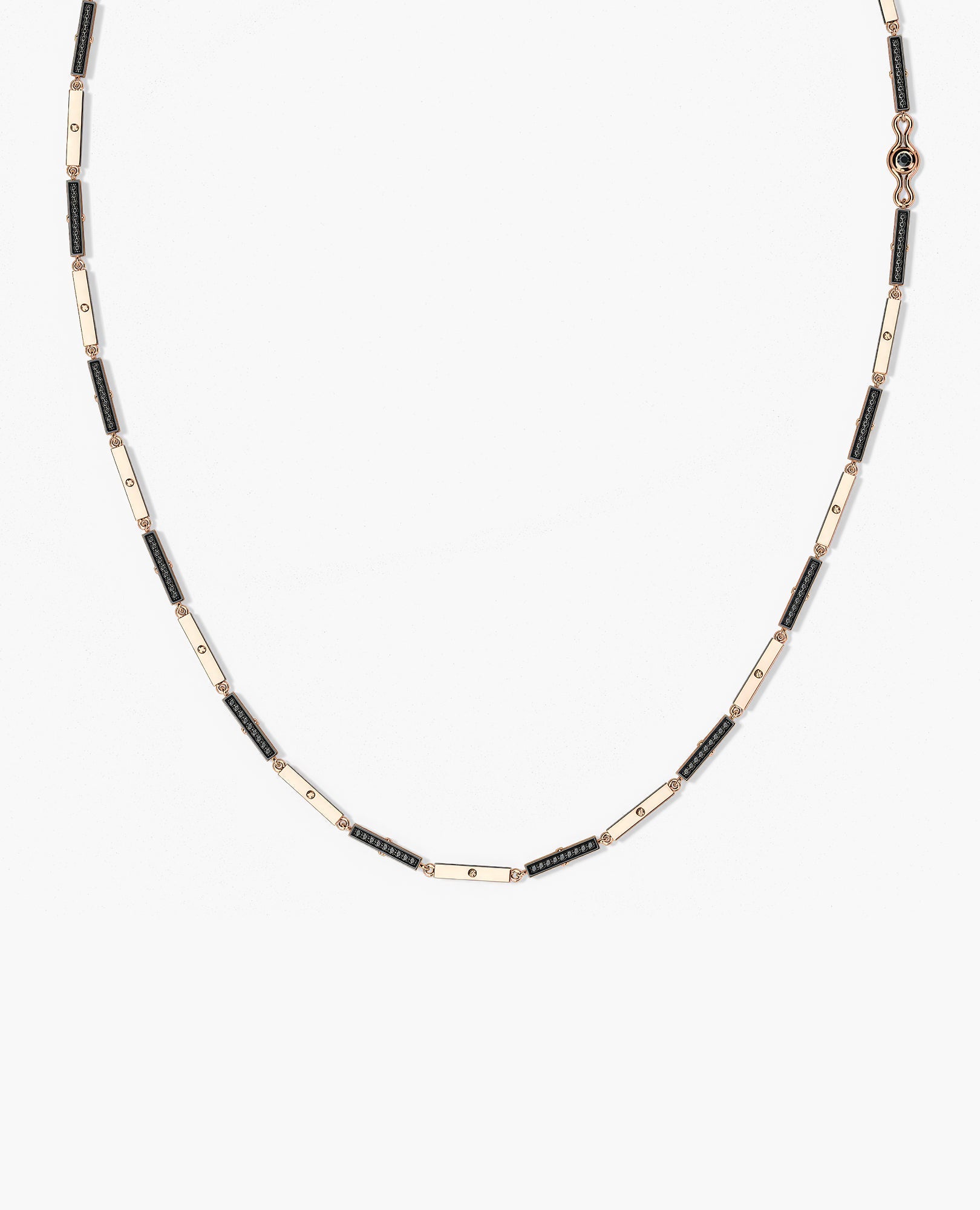 BAR CHAIN Necklace Gold with Black Diamonds - 2.5 mm