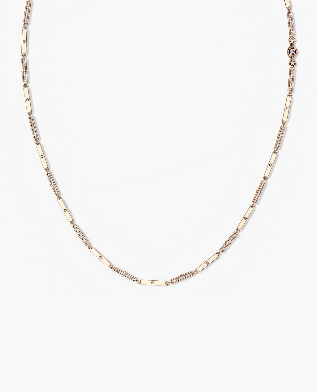 BAR CHAIN Gold Necklace with Diamonds - 2.5mm