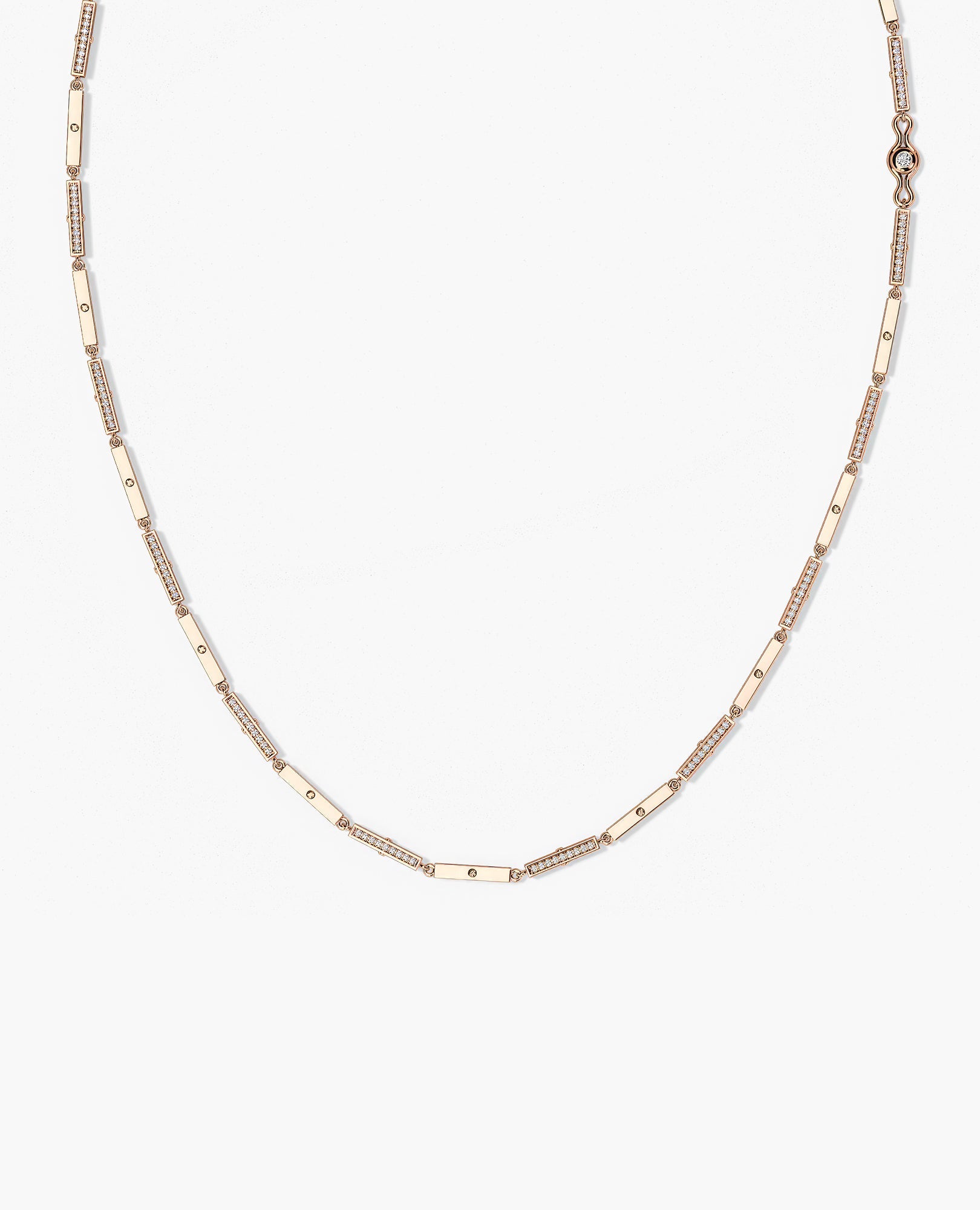 BAR CHAIN Gold Necklace with Diamonds - 2.5mm