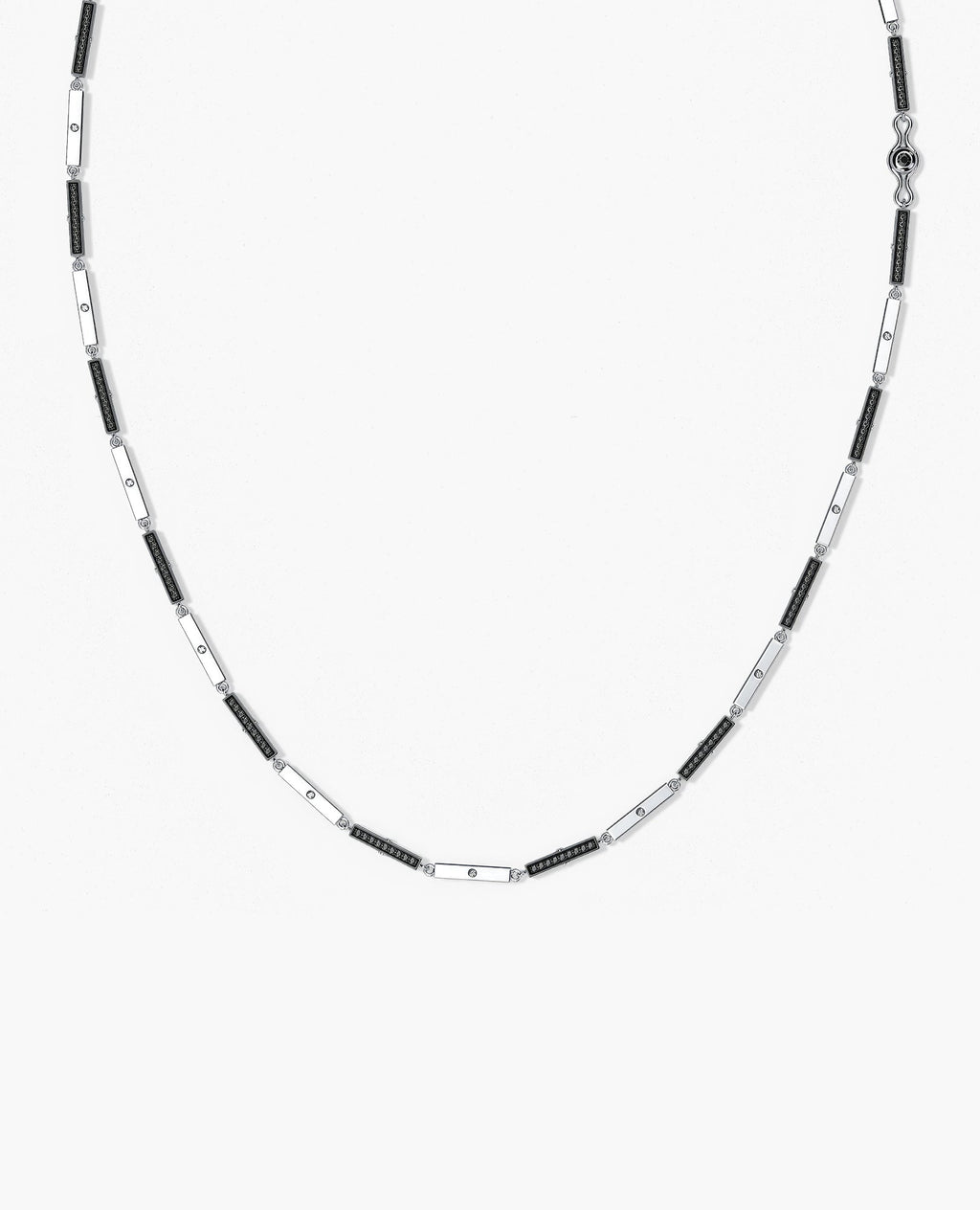 BAR CHAIN Necklace Gold with Black Diamonds - 2.5 mm