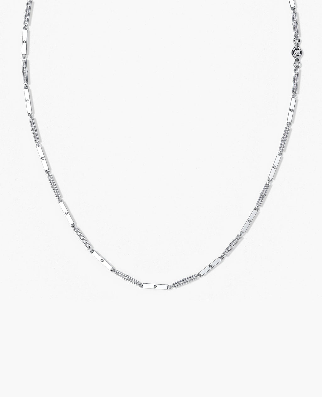 BAR CHAIN Gold Necklace with Diamonds - 2.5mm