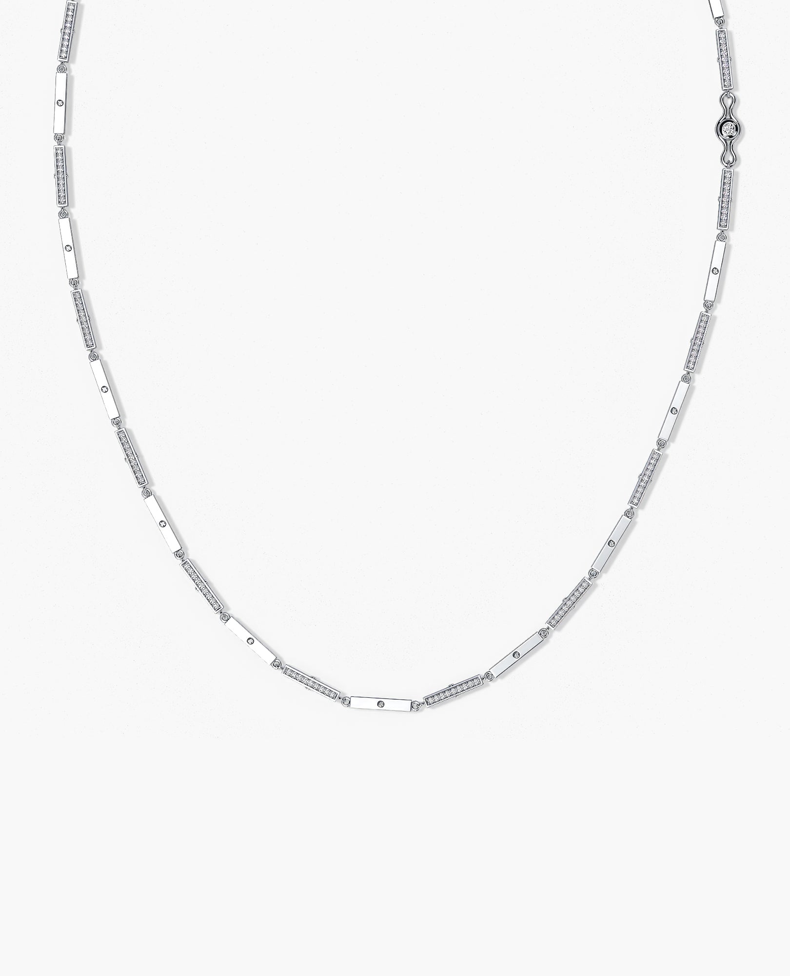 BAR CHAIN Gold Necklace with Diamonds - 2.5mm