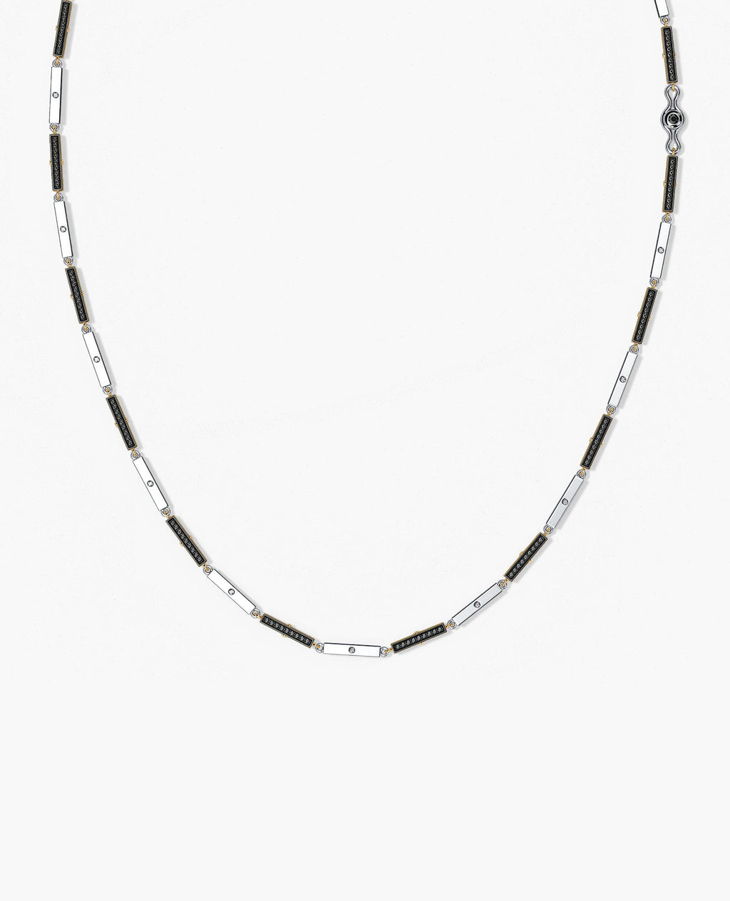 BAR CHAIN Two-Tone Necklace with Black Diamonds - 2.5mm