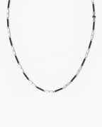 BAR CHAIN Two-Tone Necklace with Black Diamonds - 2.5mm