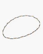BAR CHAIN Two-Tone Necklace with Black Diamonds - 2.5mm