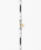 BAR CHAIN Two-Tone Necklace with Black Diamonds - 2.5mm