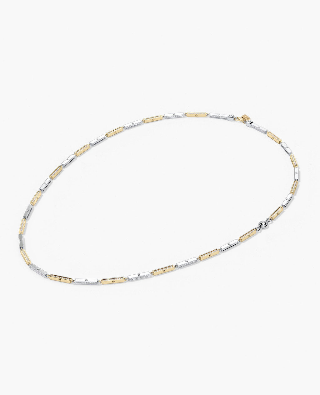 BAR CHAIN Two-Tone Necklace with Diamonds - 2.5mm