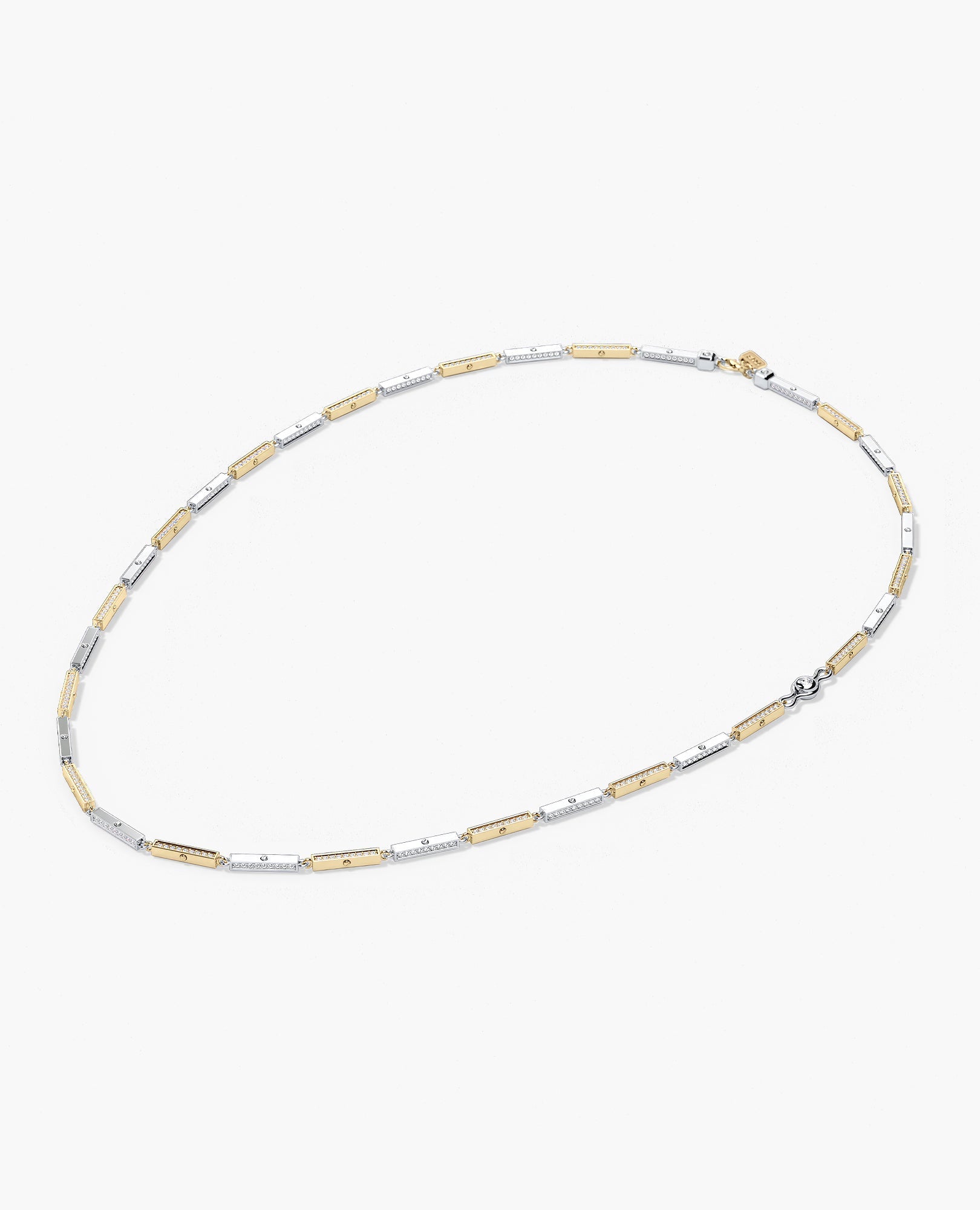 BAR CHAIN Two-Tone Necklace with Diamonds - 2.5mm