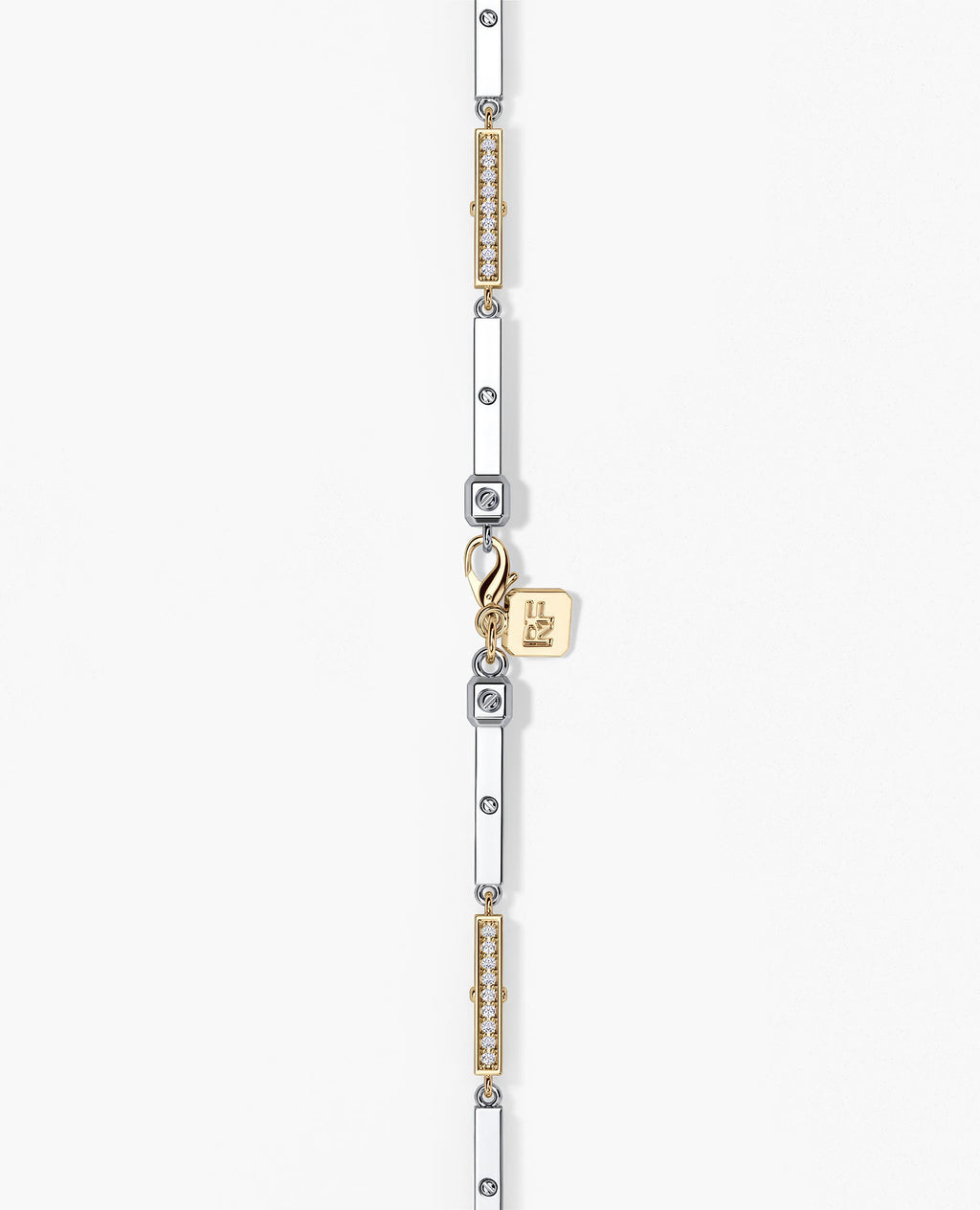 BAR CHAIN Two-Tone Necklace with Diamonds - 2.5mm