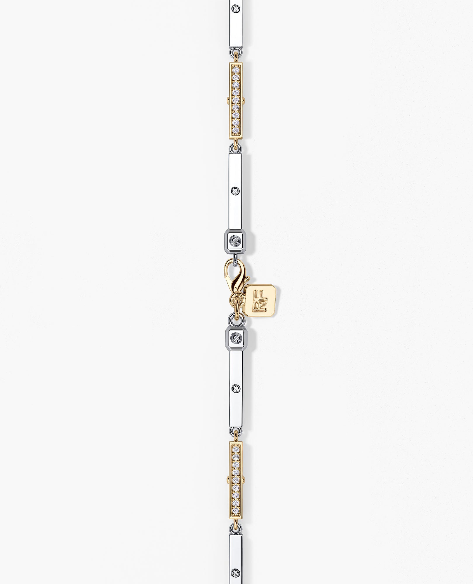 BAR CHAIN Two-Tone Necklace with Diamonds - 2.5mm