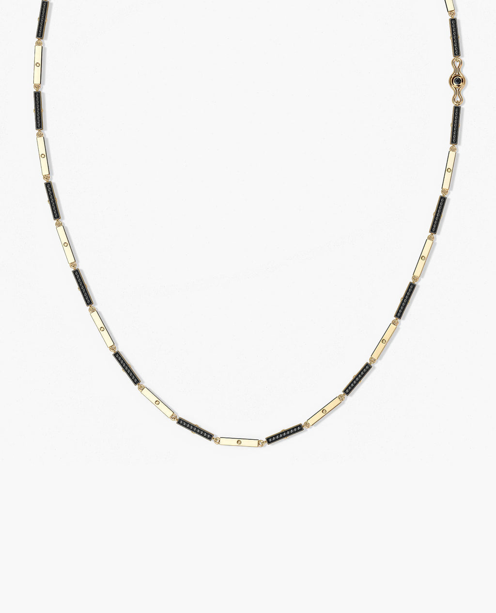 BAR CHAIN Necklace Gold with Black Diamonds - 2.5 mm