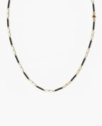 BAR CHAIN Necklace Gold with Black Diamonds - 2.5 mm