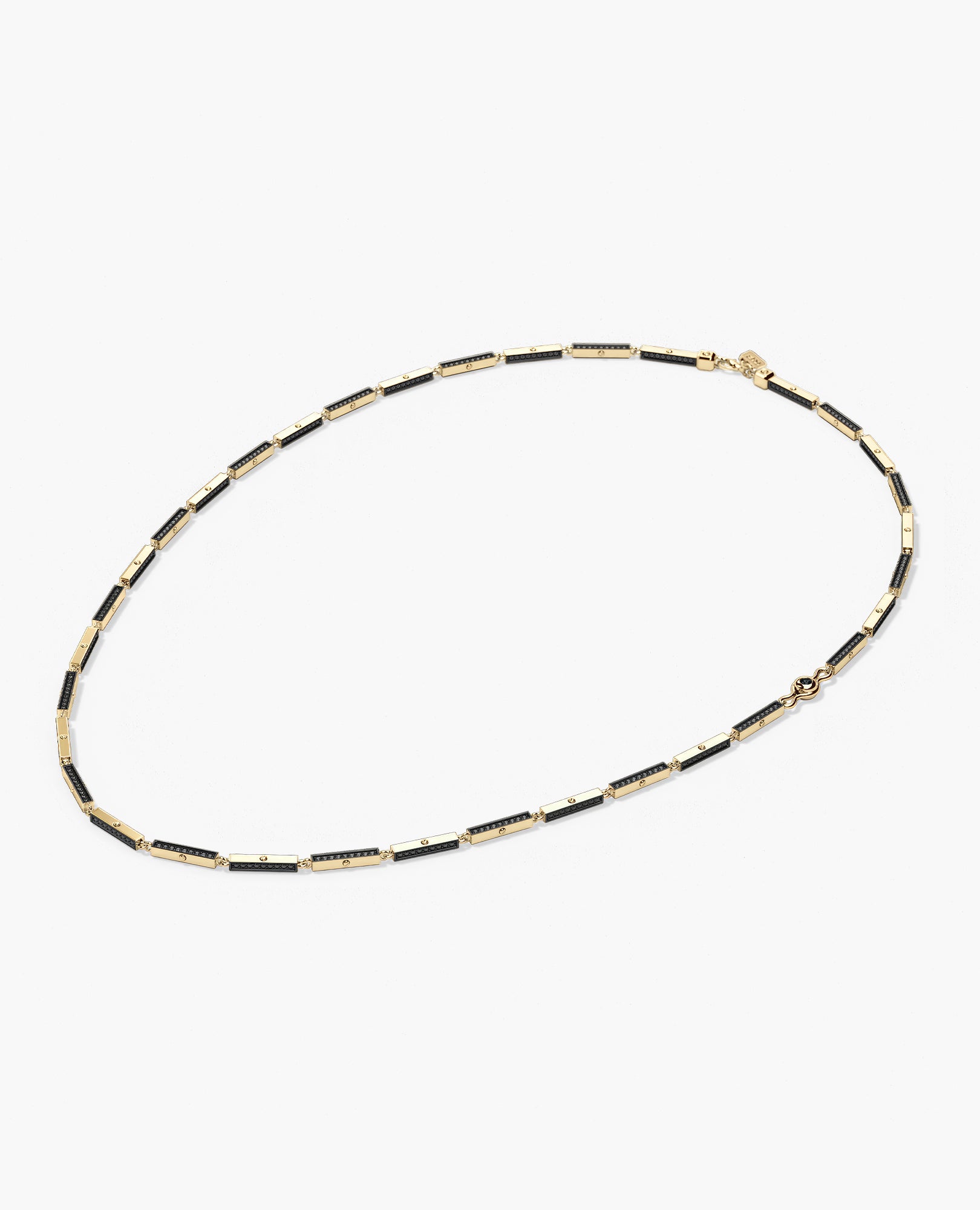 BAR CHAIN Necklace Gold with Black Diamonds - 2.5 mm