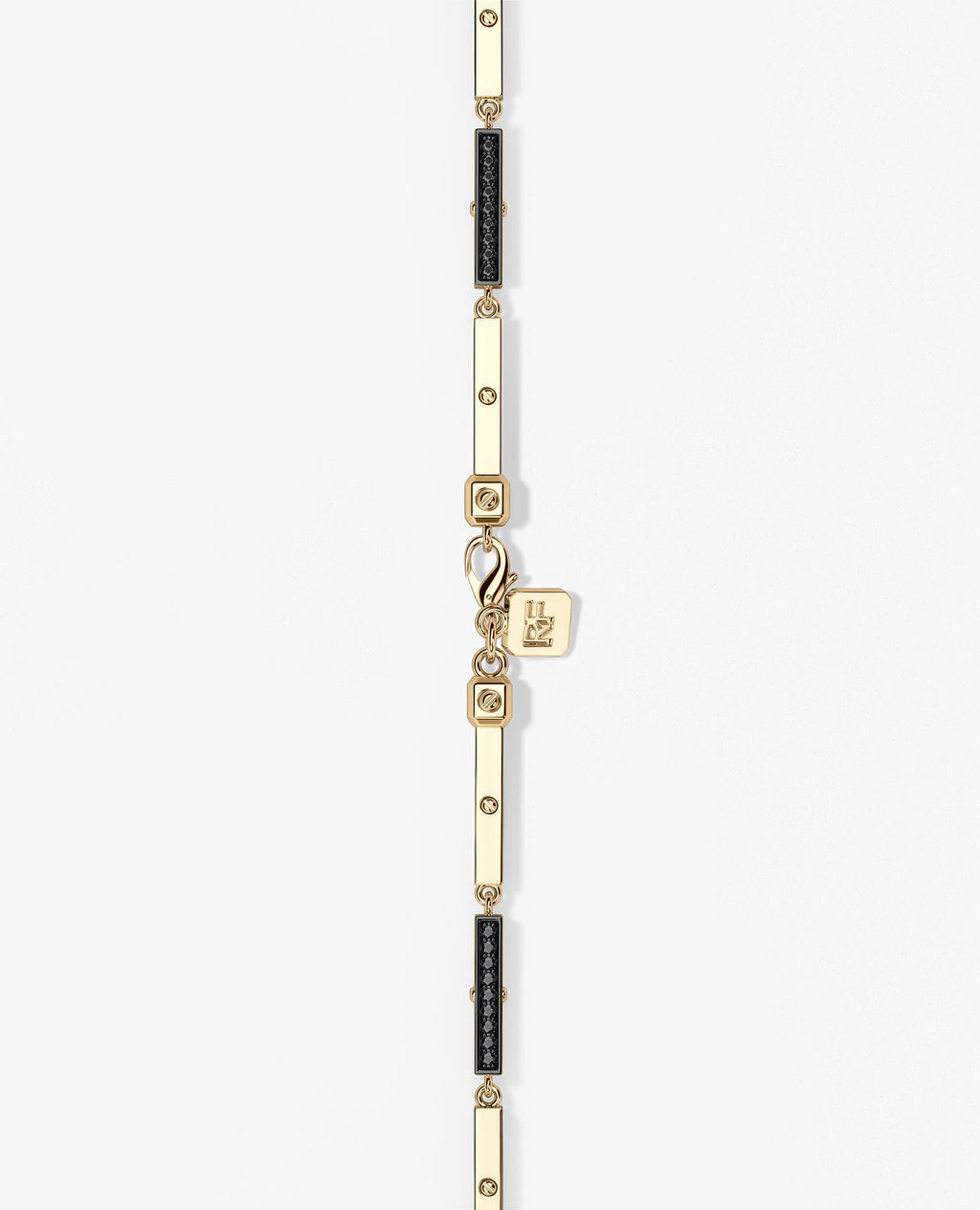 BAR CHAIN Necklace Gold with Black Diamonds - 2.5 mm