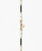BAR CHAIN Necklace Gold with Black Diamonds - 2.5 mm