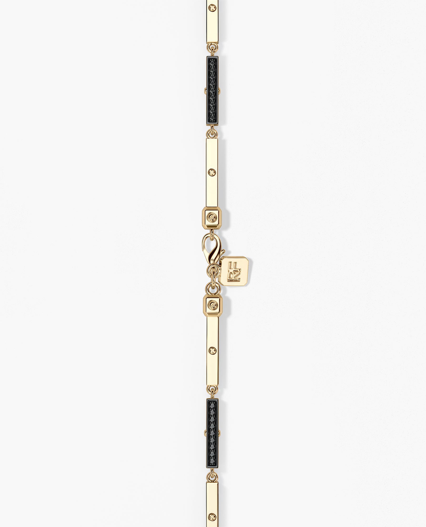 BAR CHAIN Necklace Gold with Black Diamonds - 2.5 mm
