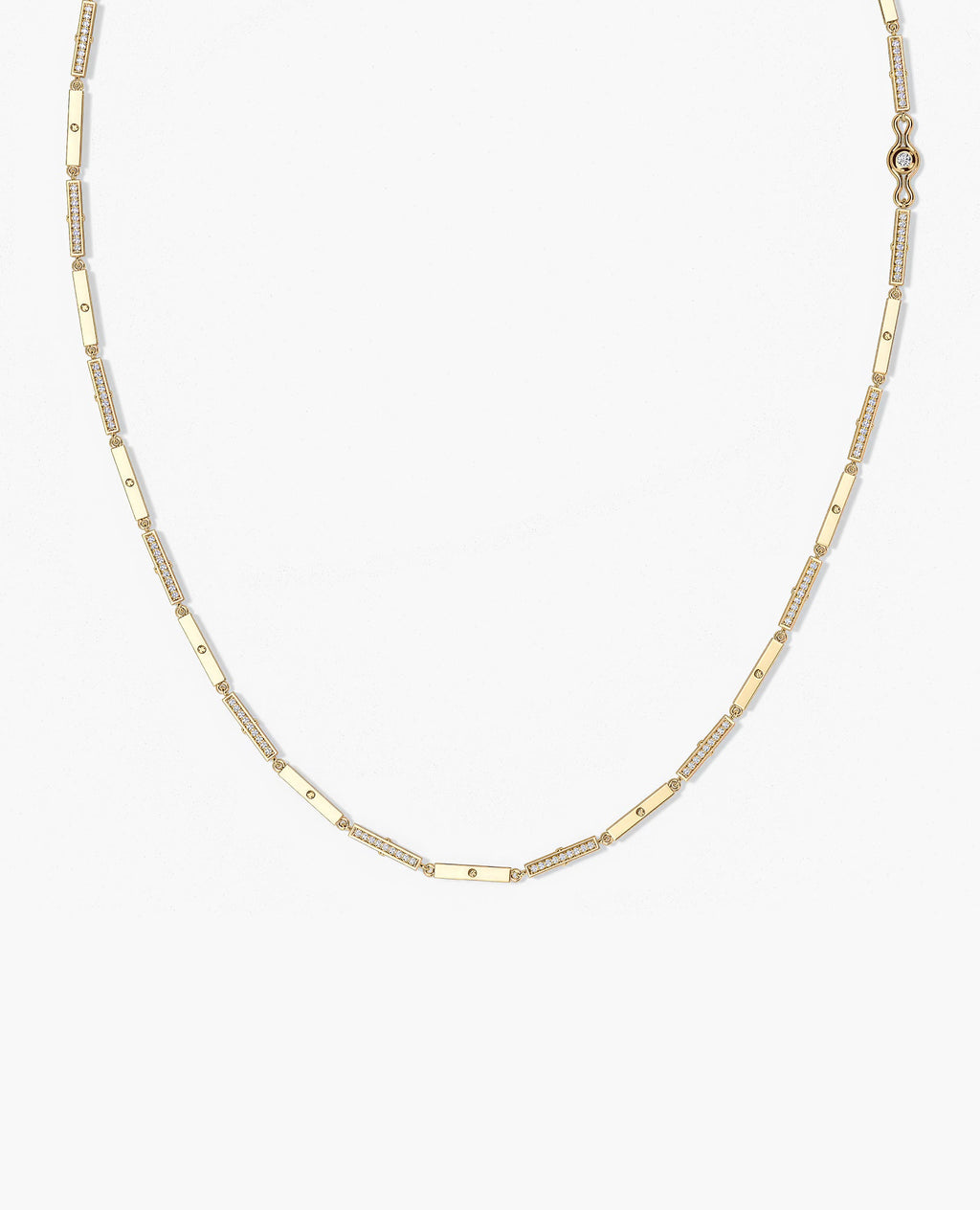 BAR CHAIN Gold Necklace with Diamonds - 2.5mm