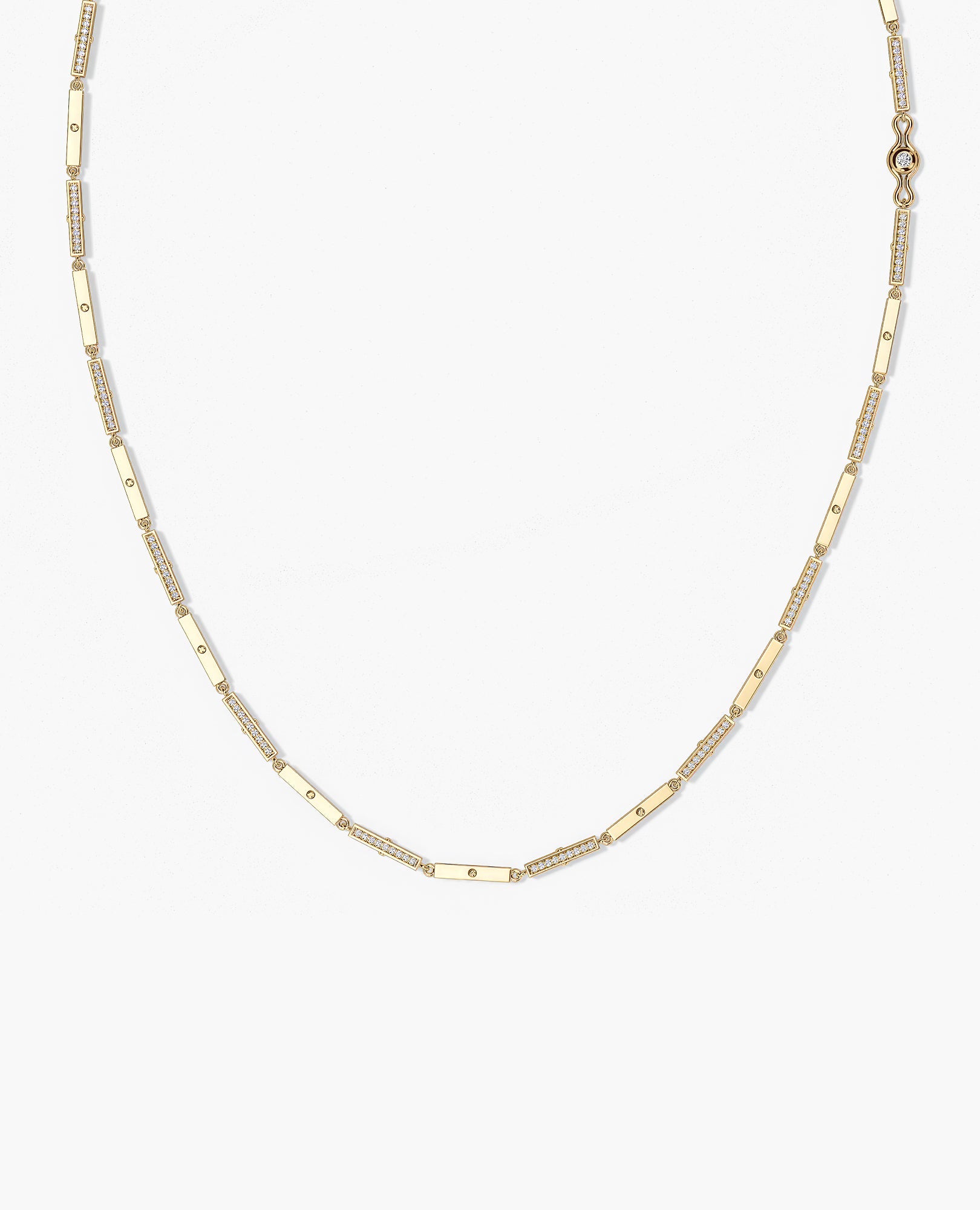 BAR CHAIN Gold Necklace with Diamonds - 2.5mm