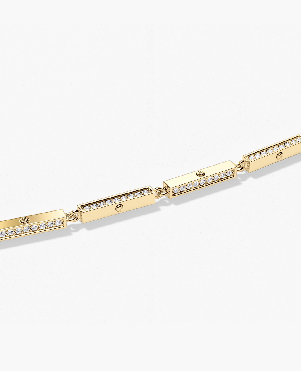 BAR CHAIN Gold Necklace with Diamonds - 2.5mm