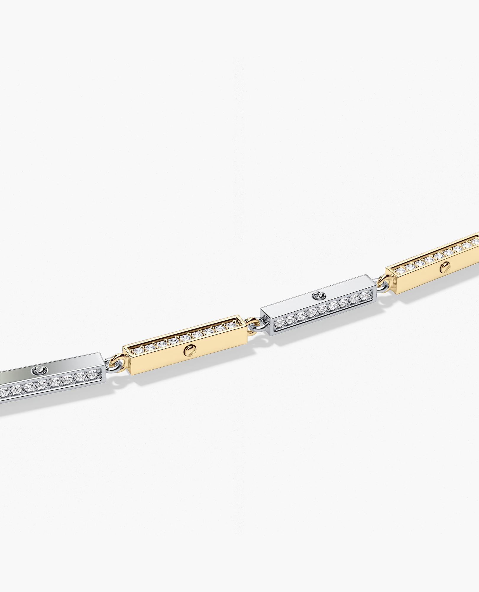 BAR CHAIN Two-Tone Necklace with Diamonds - 2.5mm