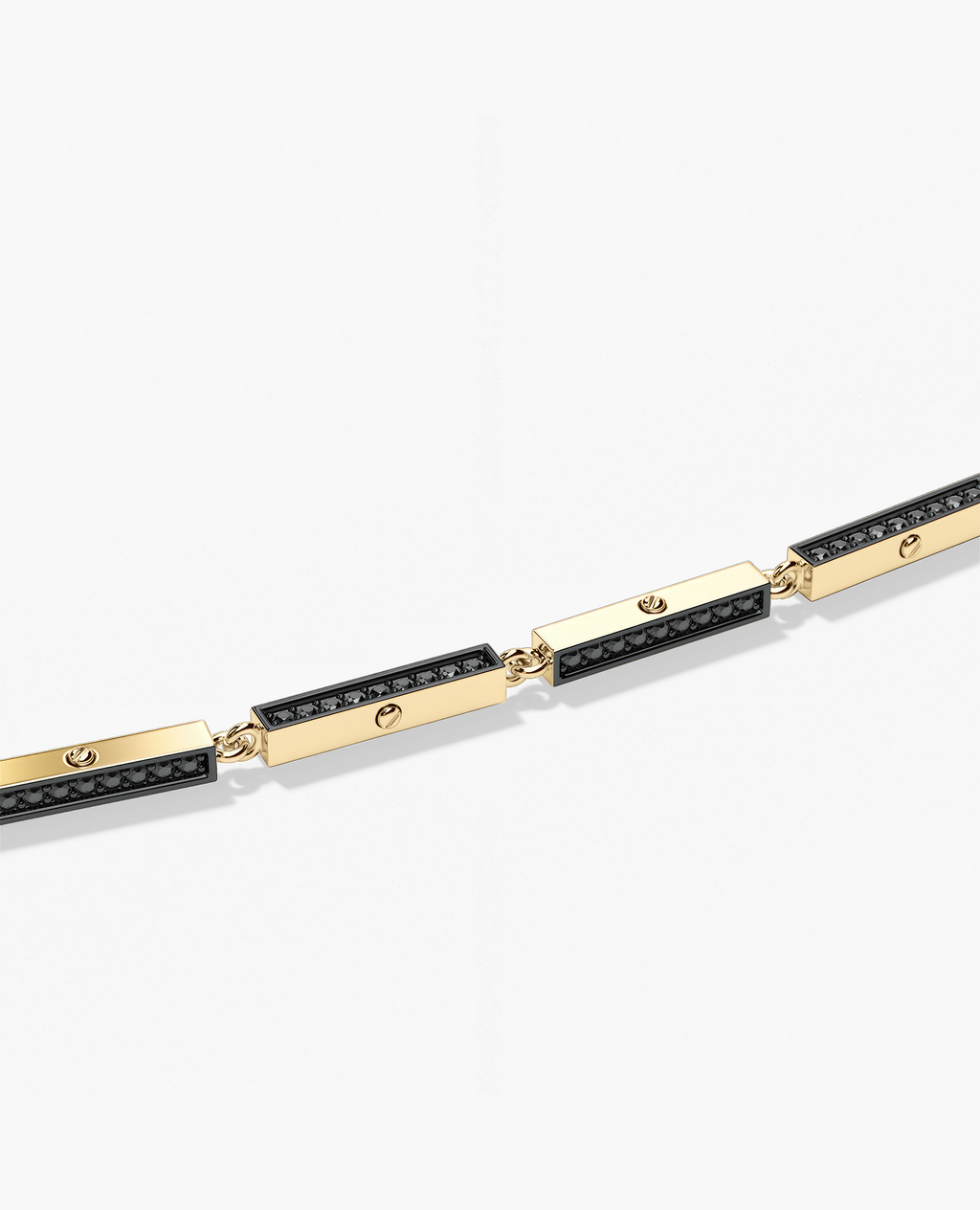 BAR CHAIN Necklace Gold with Black Diamonds - 2.5 mm