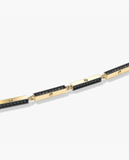 BAR CHAIN Necklace Gold with Black Diamonds - 2.5 mm