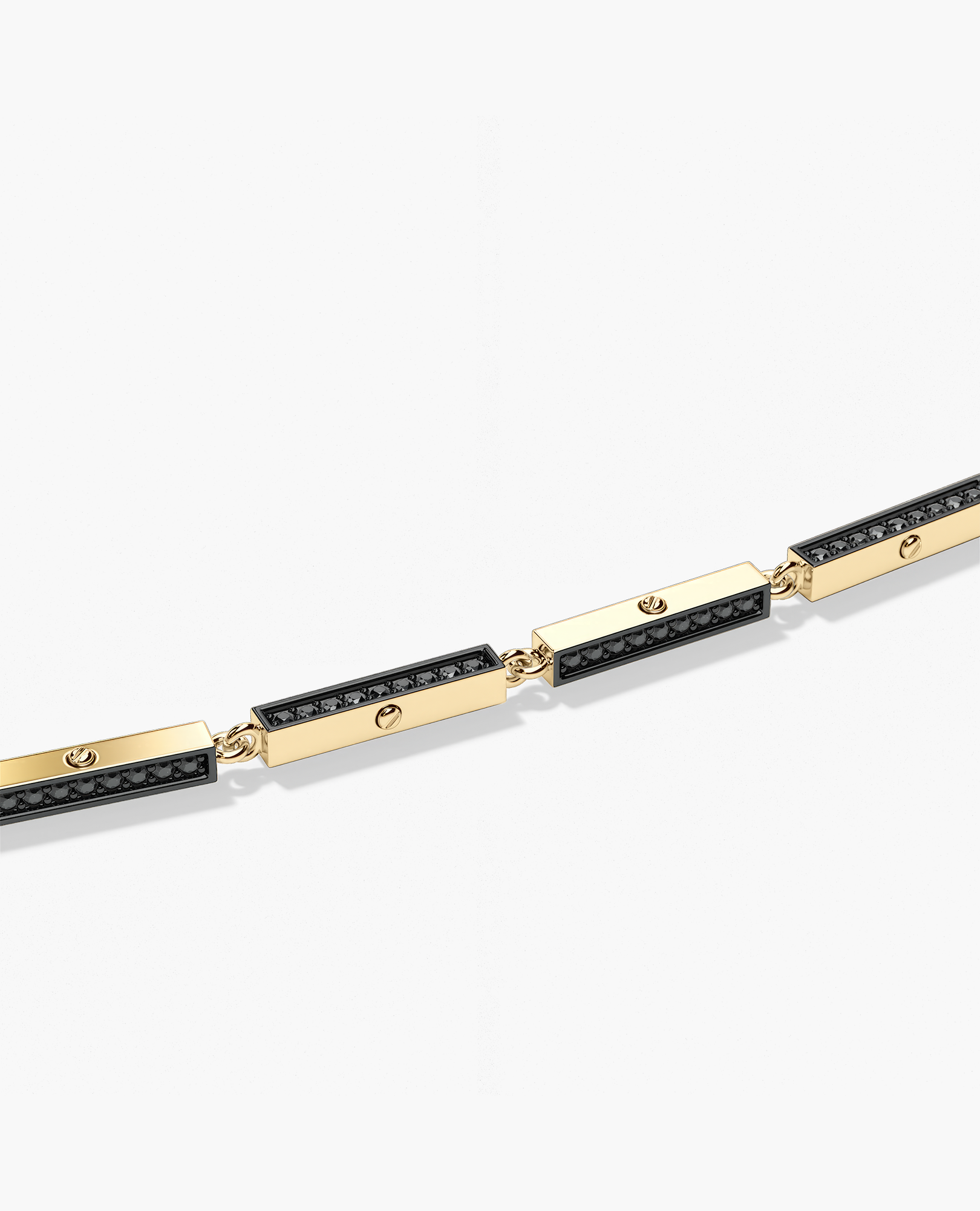 BAR CHAIN Necklace Gold with Black Diamonds - 2.5 mm
