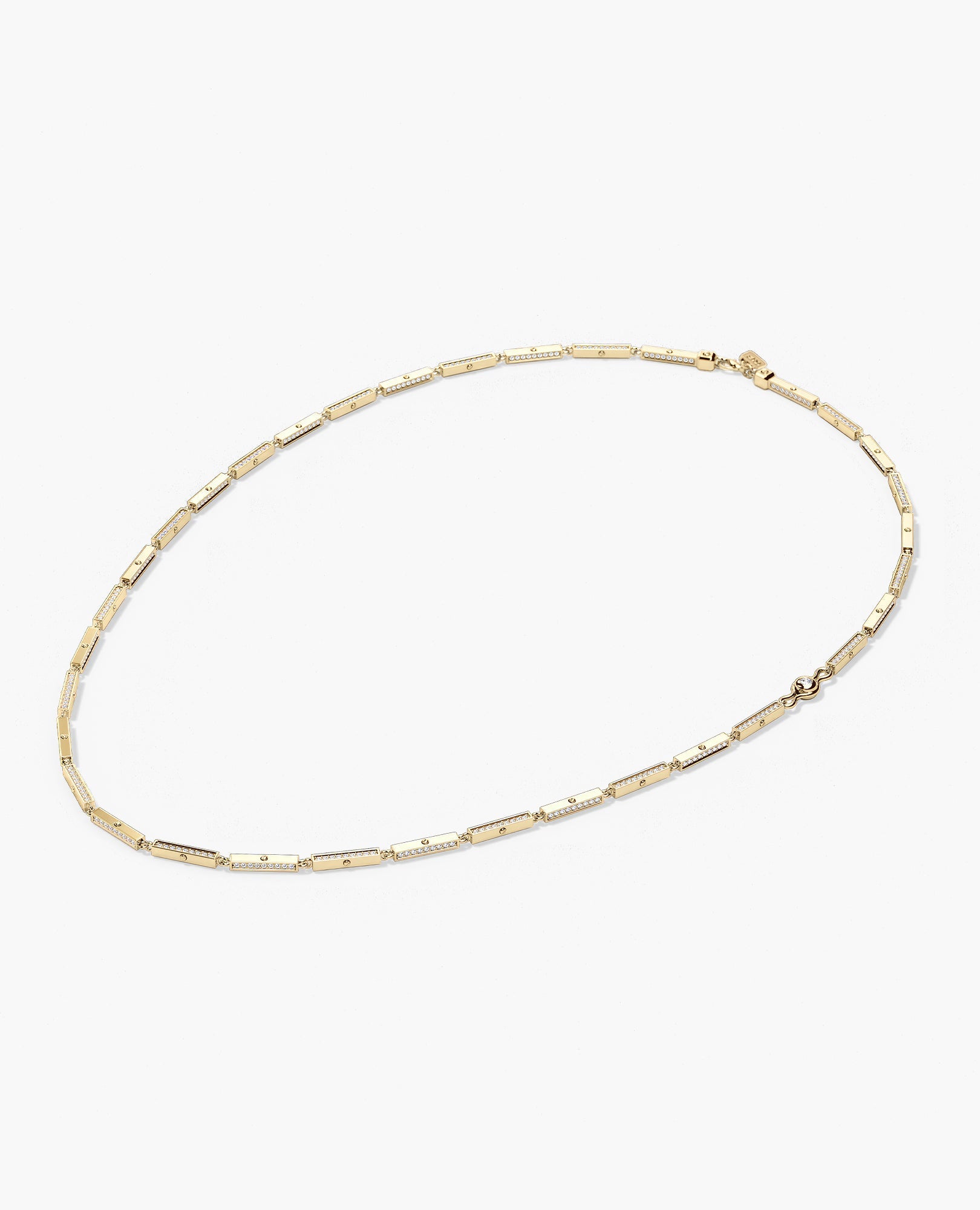 BAR CHAIN Gold Necklace with Diamonds - 2.5mm