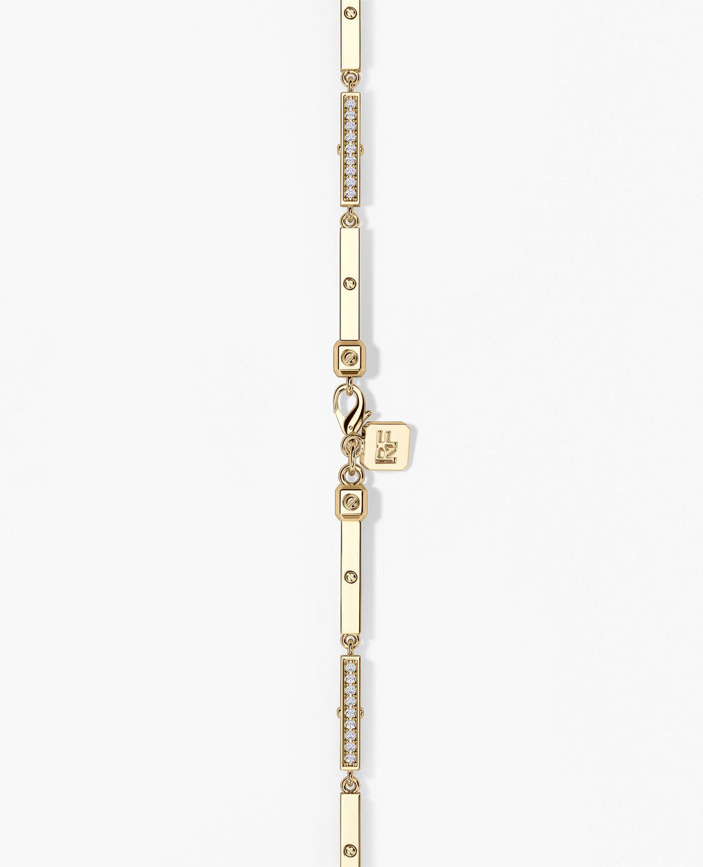 BAR CHAIN Gold Necklace with Diamonds - 2.5mm
