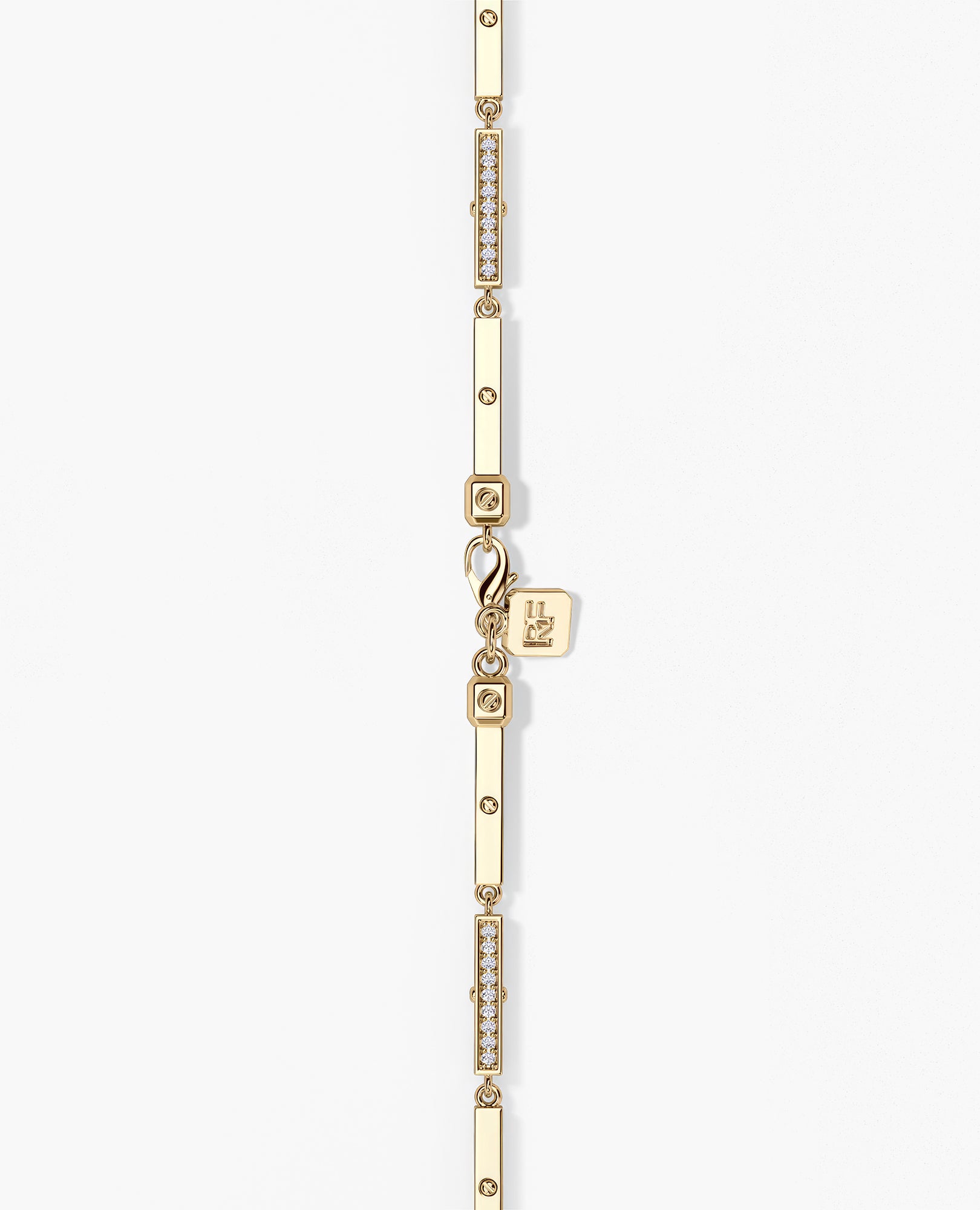BAR CHAIN Gold Necklace with Diamonds - 2.5mm