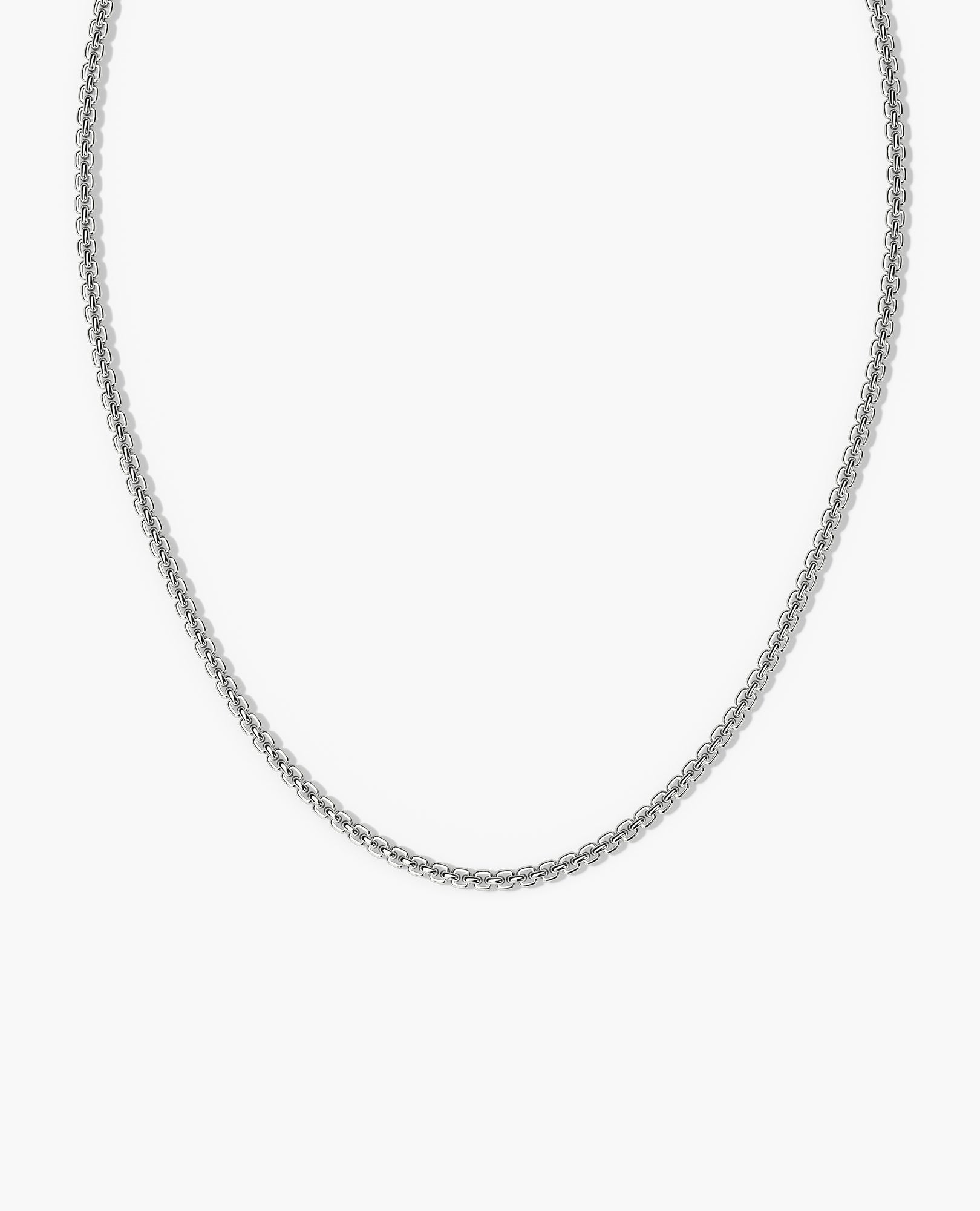 ROUND BOX Silver Chain Necklace - 4mm