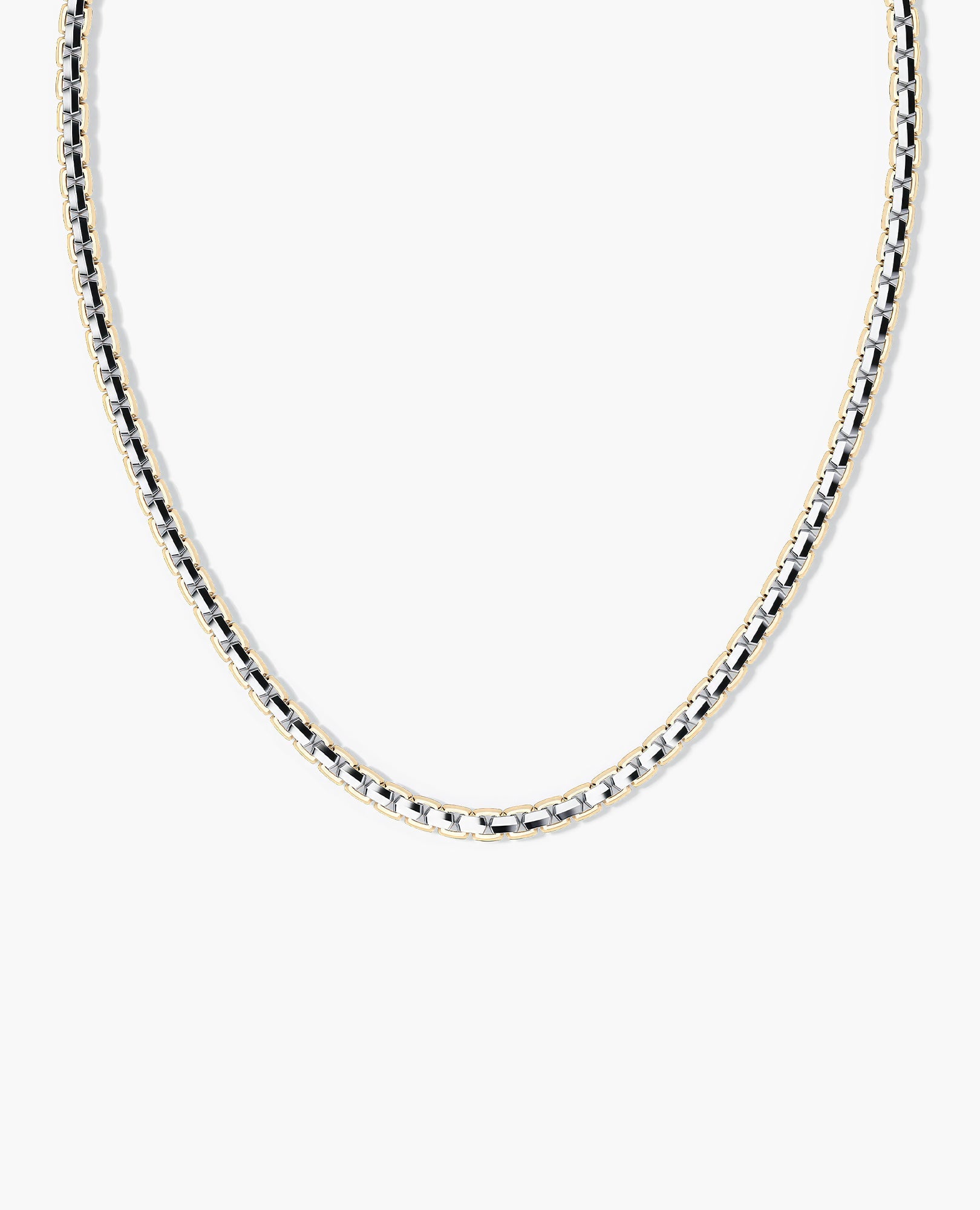 EDGE BOX Chain Necklace Two-Tone Gold - 6mm