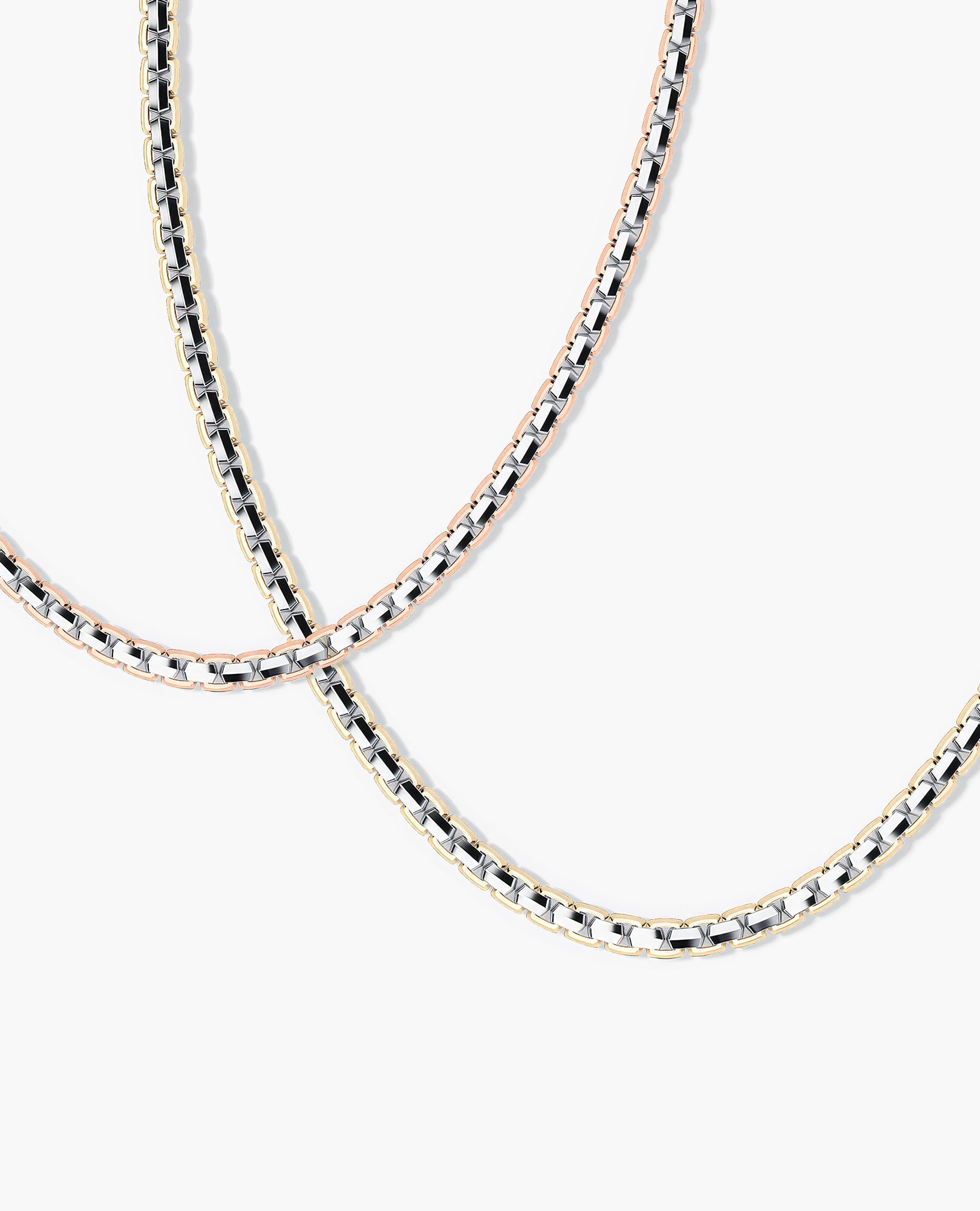 EDGE BOX Chain Necklace Two-Tone Gold - 6mm