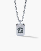 CANCER MINI ZODIAC Dog Tag Silver Pendant