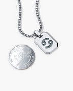 CANCER MINI ZODIAC Dog Tag Silver Pendant