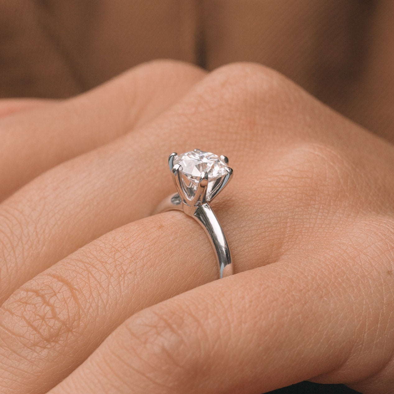 2.0 CT Round Moissanite Solitaire Engagement Ring