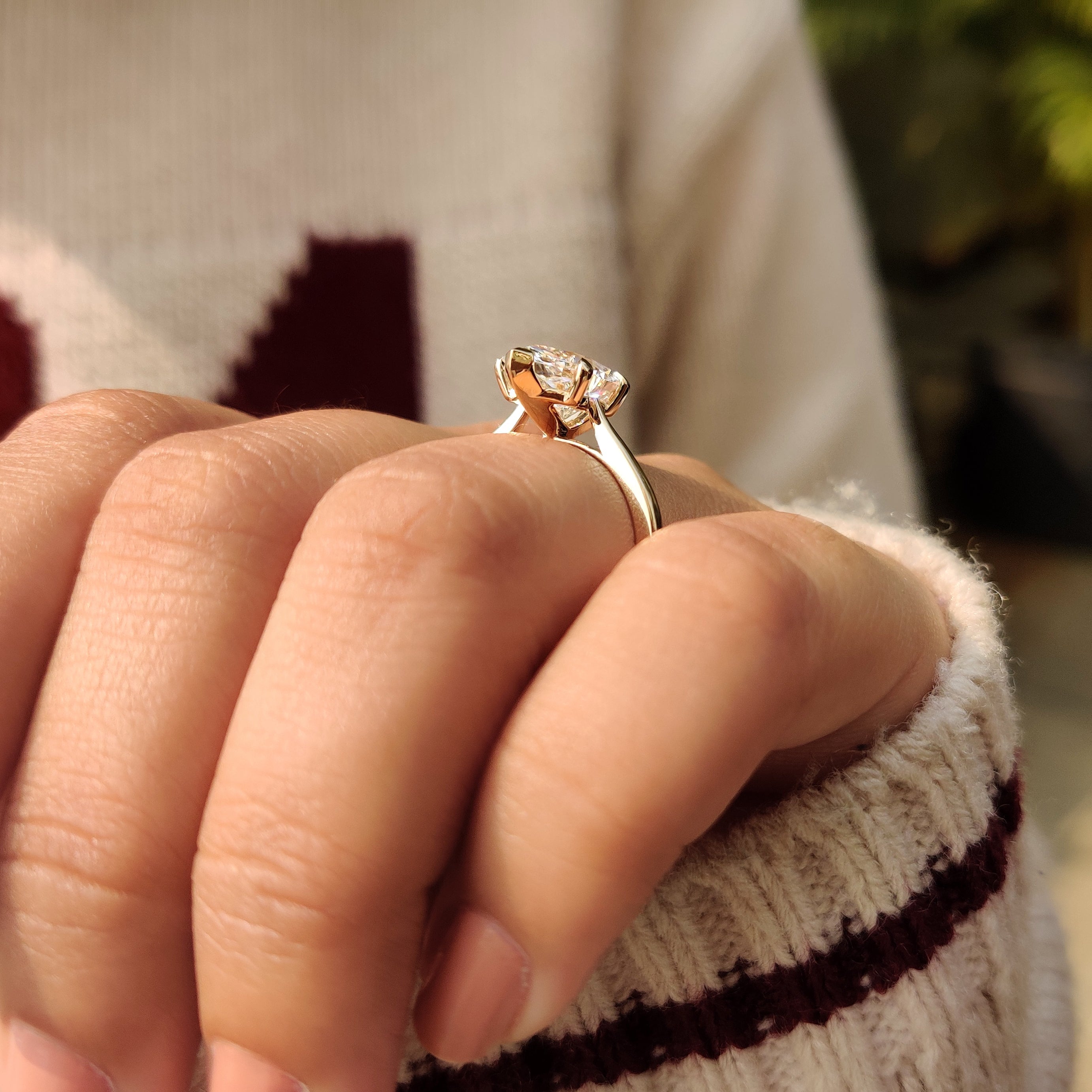 Solitaire Style Dutch Marquise Engagement Ring in Cathedral Setting