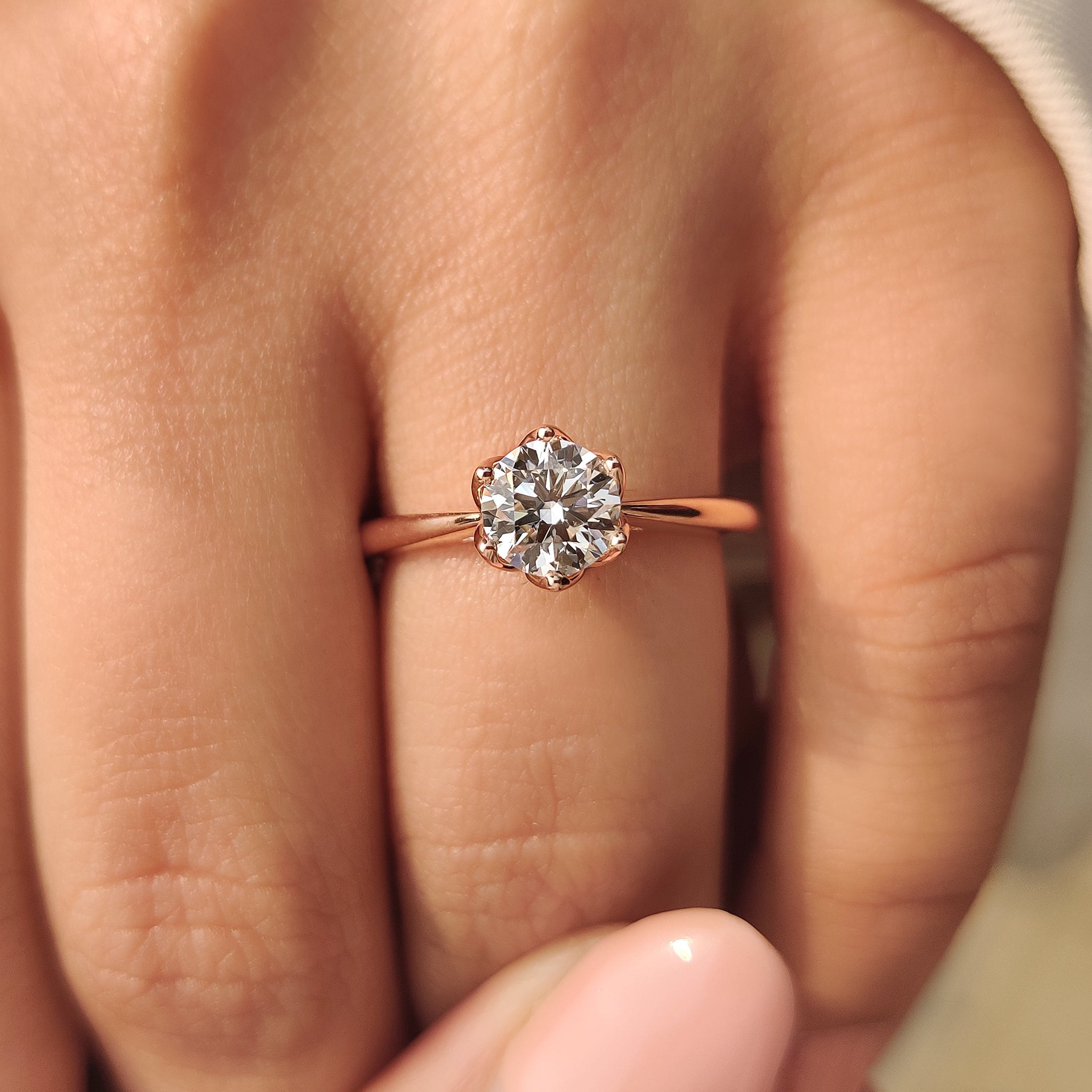 Gold Solitaire Engagement Ring With Round Diamond Secondary image