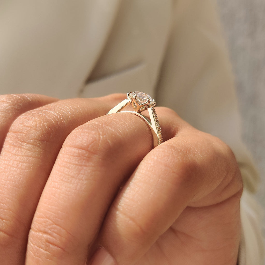 Old European Cut Round Diamond Ring in Solitaire Style