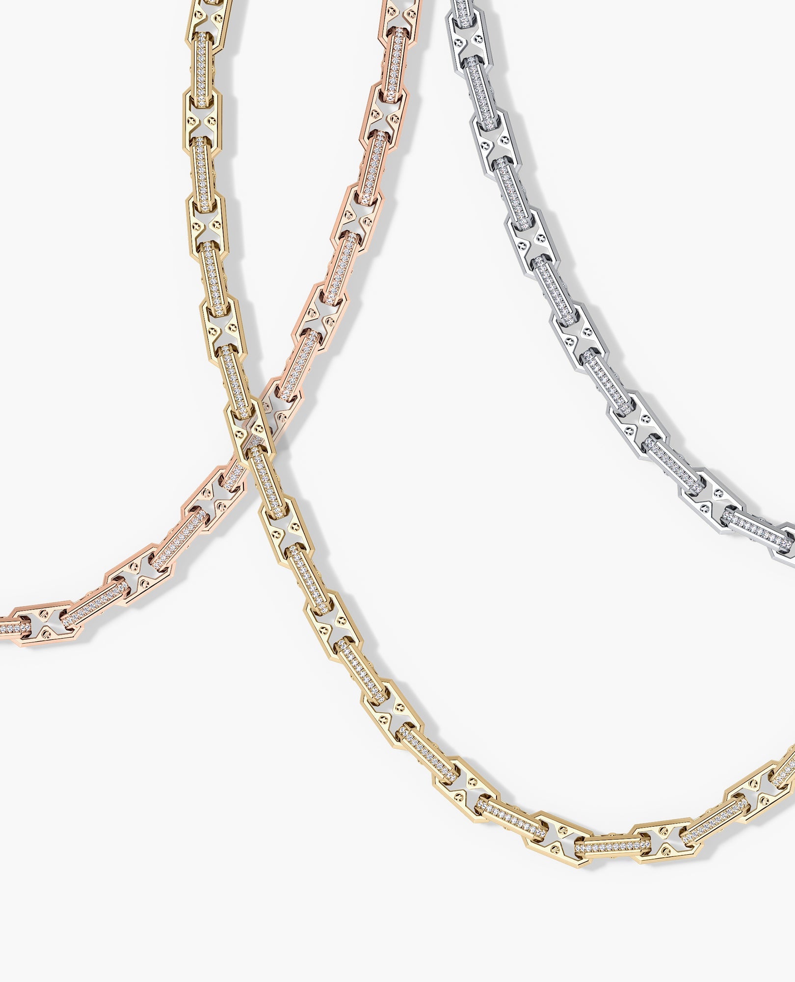 ARTURO Gold Link Necklace with Diamonds - 6mm