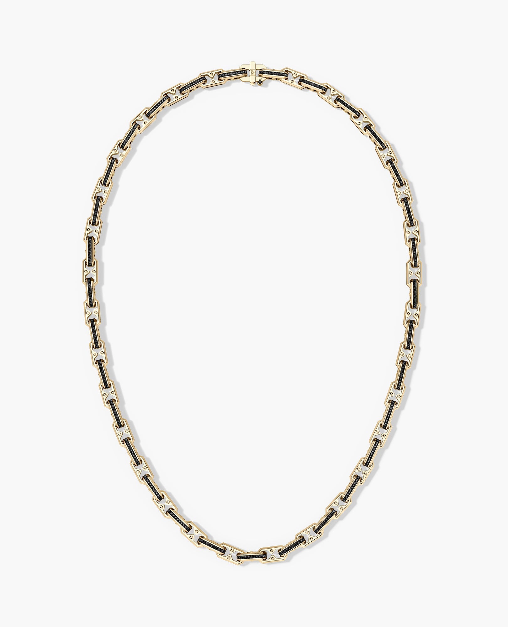 ARTURO Gold Link Necklace with Black Diamonds - 6mm