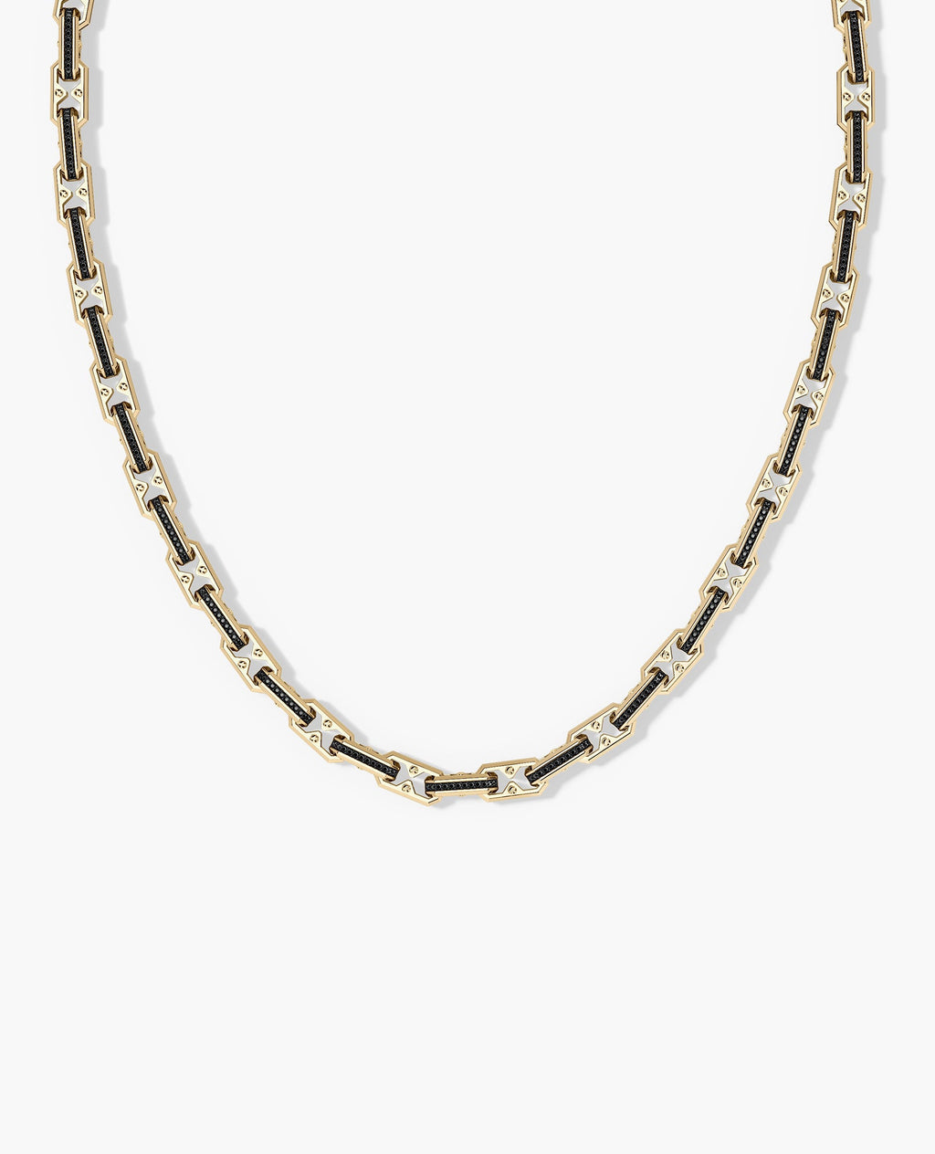 ARTURO Gold Link Necklace with Black Diamonds - 6mm